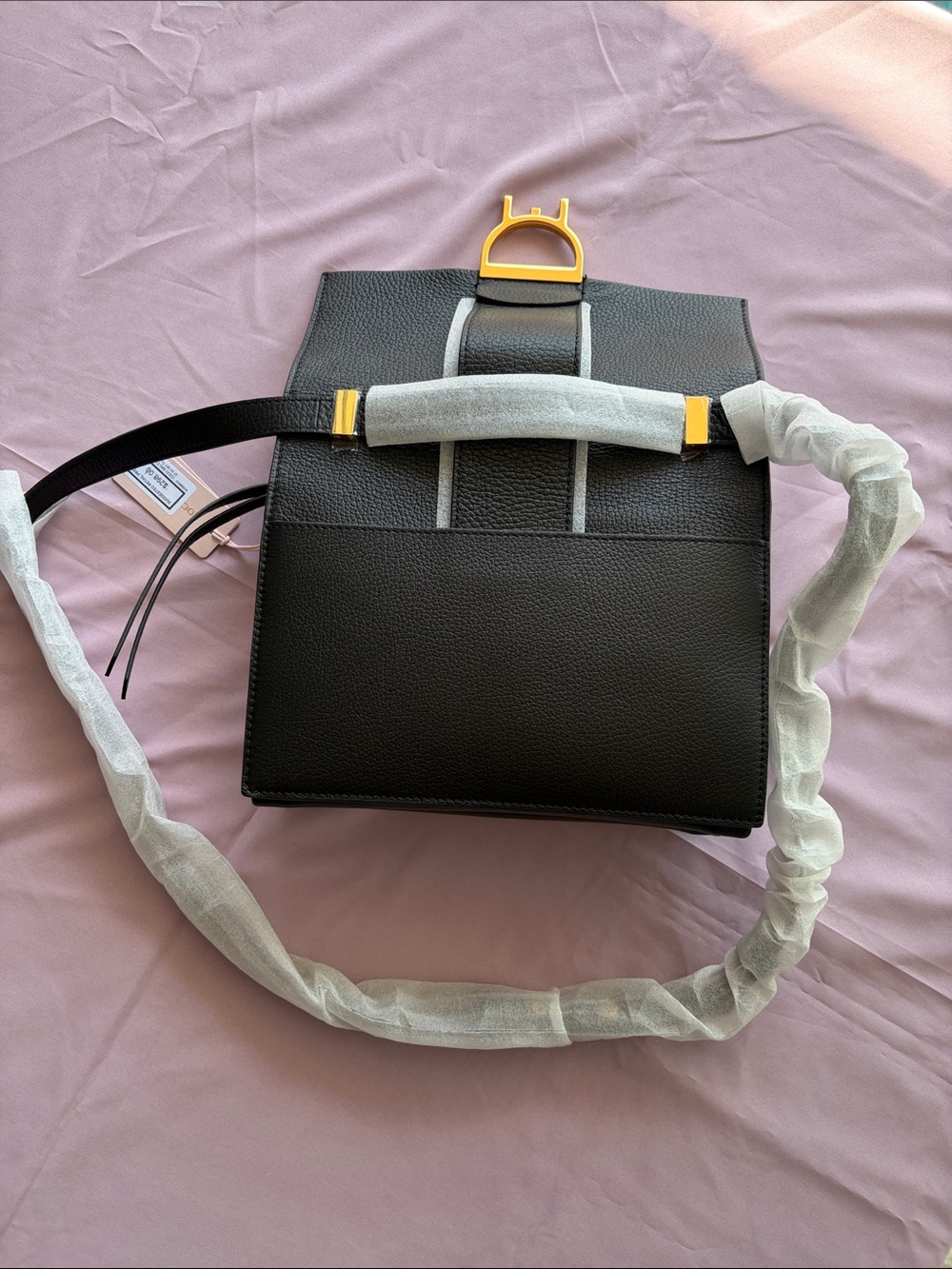 Coccinelle Black Pebble Leather Crossbody Bag with Gold Buckle - Picture 10 of 13